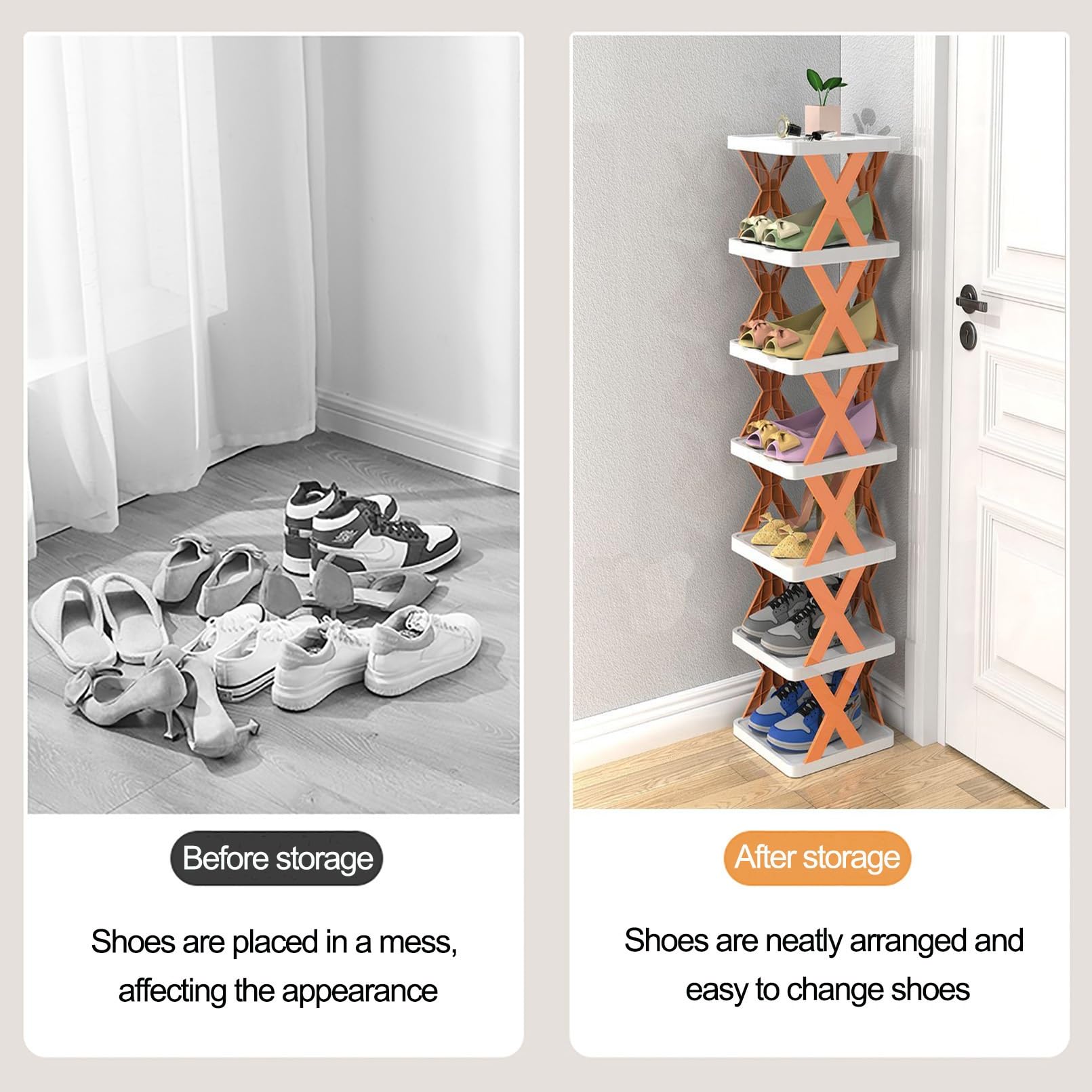 Shoe Rack Elevated Vertical Shoe Rack Tower 5-Tier Vertical Shoe Rack – Stackable Space ...