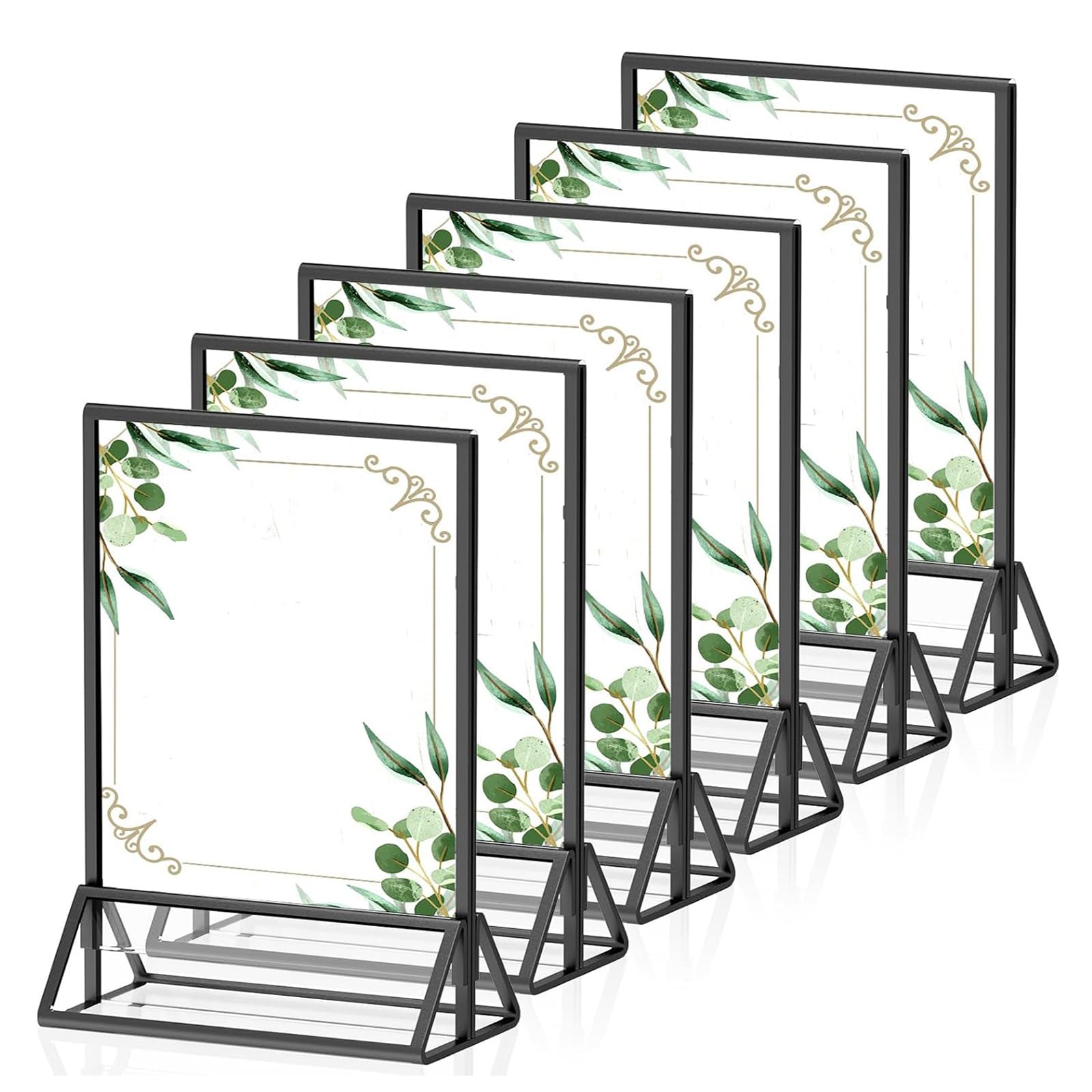 DiiWmme 6 Pack Acrylic Sign Holder, A6 Black Picture Frames Double Sided, Table Number Signs Wedding and Restaurant Menu Holders, 10.2x15.2cm Clear Acrylic Stands for Event and Photo Displays — image 1
