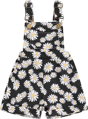 Afunbaby Toddler Baby Girl Summer Clothes Floral Overalls Suspender Shorts Romper Jumpsuit Little Girls Outfit Clothing
