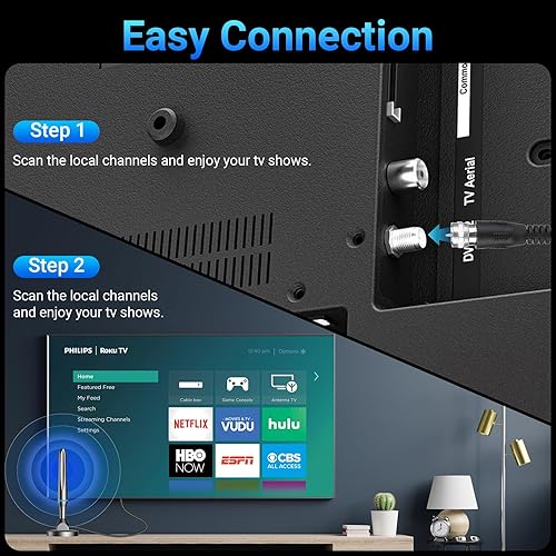 Miniatura 8 de Antena de TV digital para Smart Tv Antena de TV interior para TV sin cable con base magnética fuerte, antena HD de recepción de 360 para TV interior