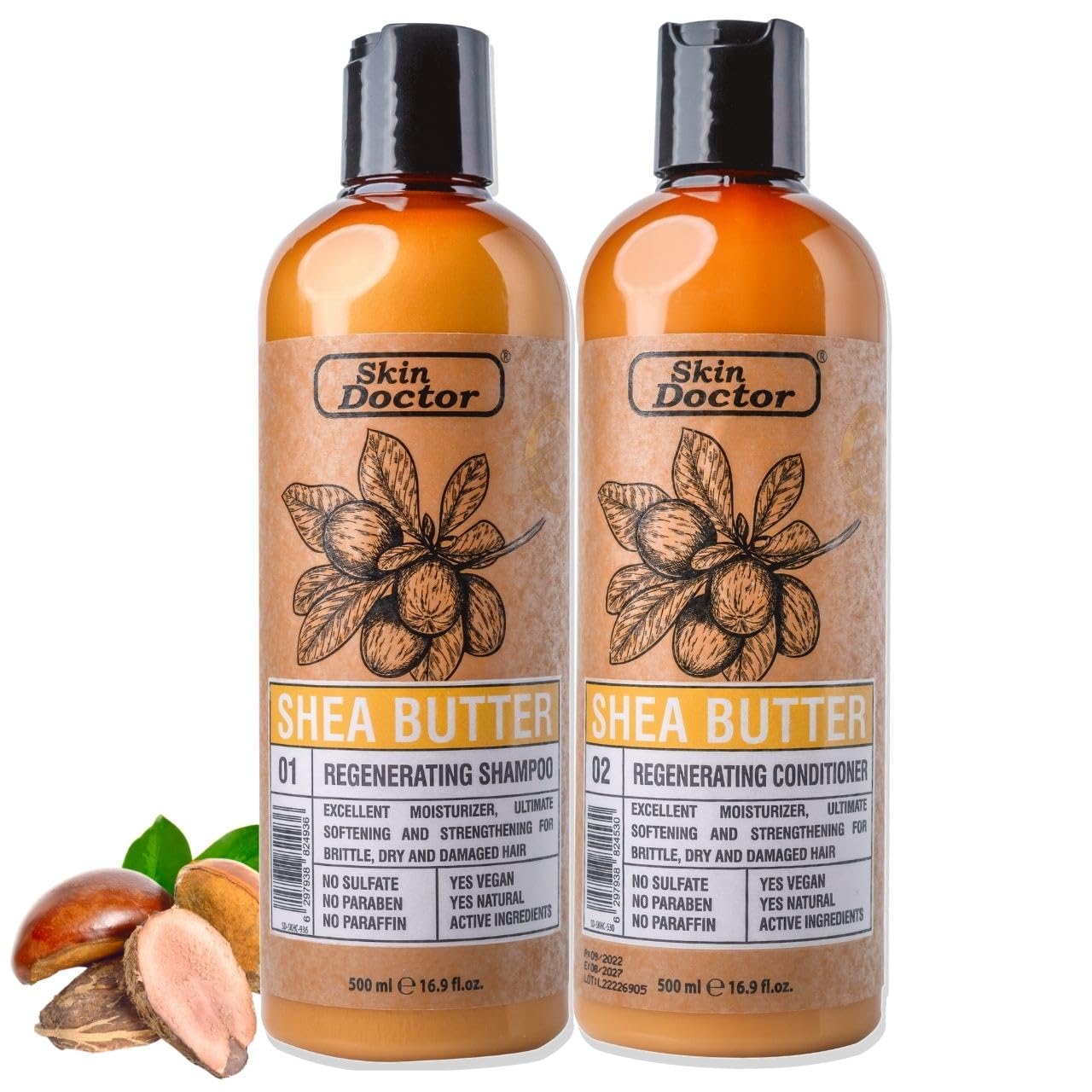 Shea Butter Shampoo & conditioner Set - Sulfate-Free & Paraben-Free - Hair Breakage - Deep Hydration - High content of Antioxidants Essential Fatty Acids & Vitamin E - Suitable For All Hair Types