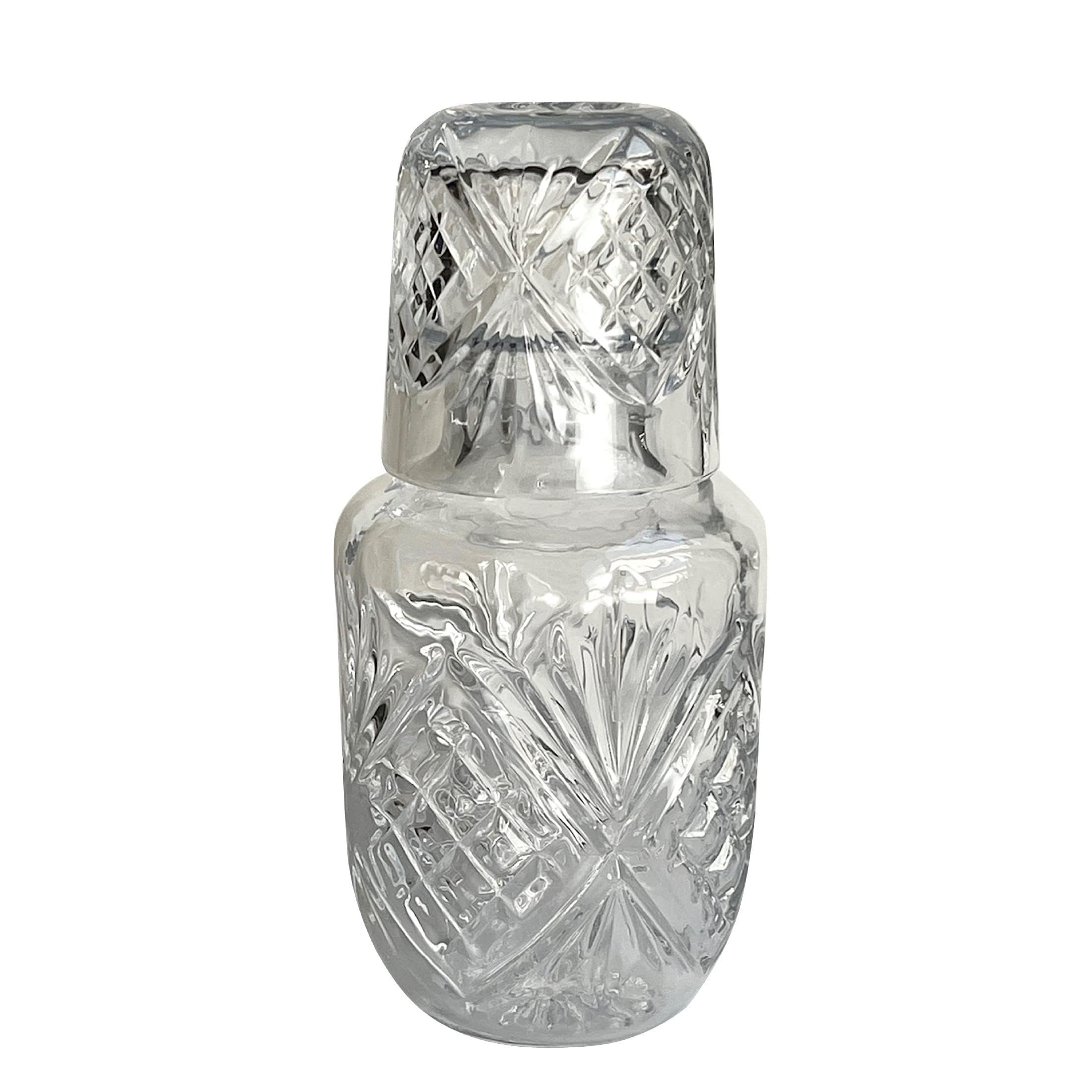 Jarra de agua para mesita de noche con taza de cristal, jarra transparente y vasos de cristal, perfecta para mesita de noche o dormitorio de invitados