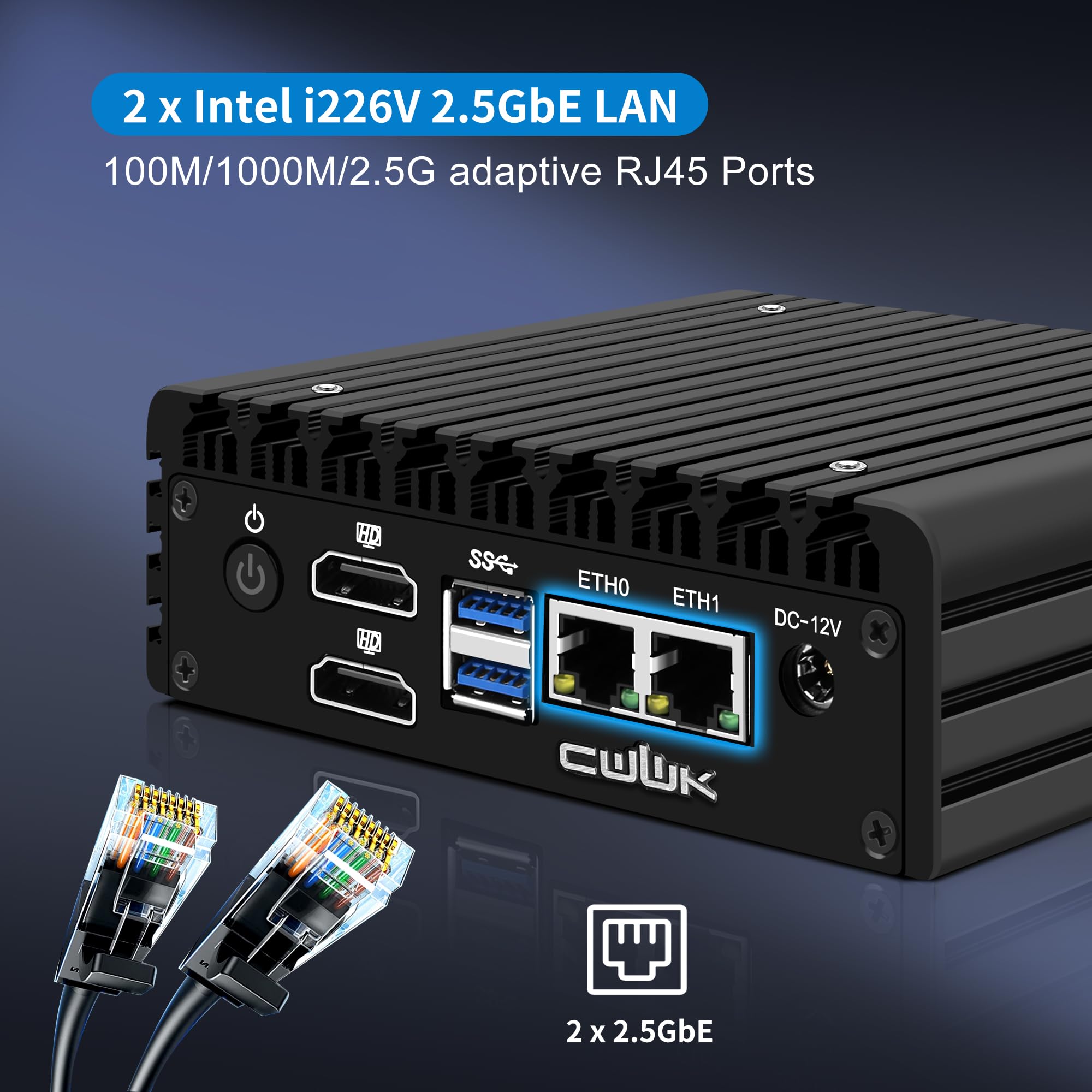 CWWK X86-P6 N150 Mini PC Fanless (Upgraded N100), Firewall Appliance Mini Computer, 2X i226-V 2.5GbE LAN, OPNsense Micro PC DDR5 8GB RAM 128GB NVMe SSD, 2-Display, AES-NI
