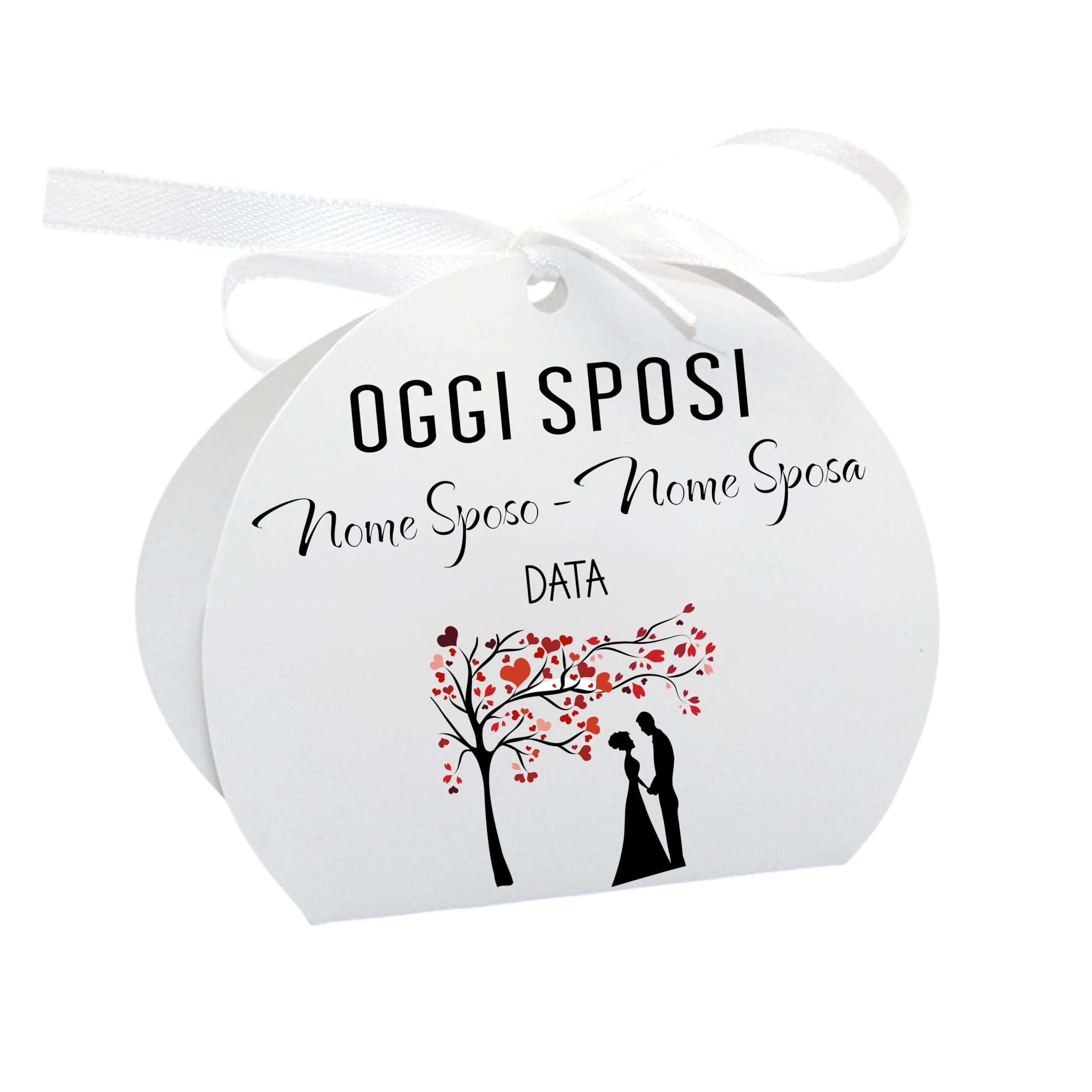 Social Crazy Scatole Portaconfetti per Matrimonio Personalizzate - OGGI SPOSI MOD 2 - Scatoline Bomboniere matrimonio con nastrino personalizzato MADE IN ITALY (Pz. 84)