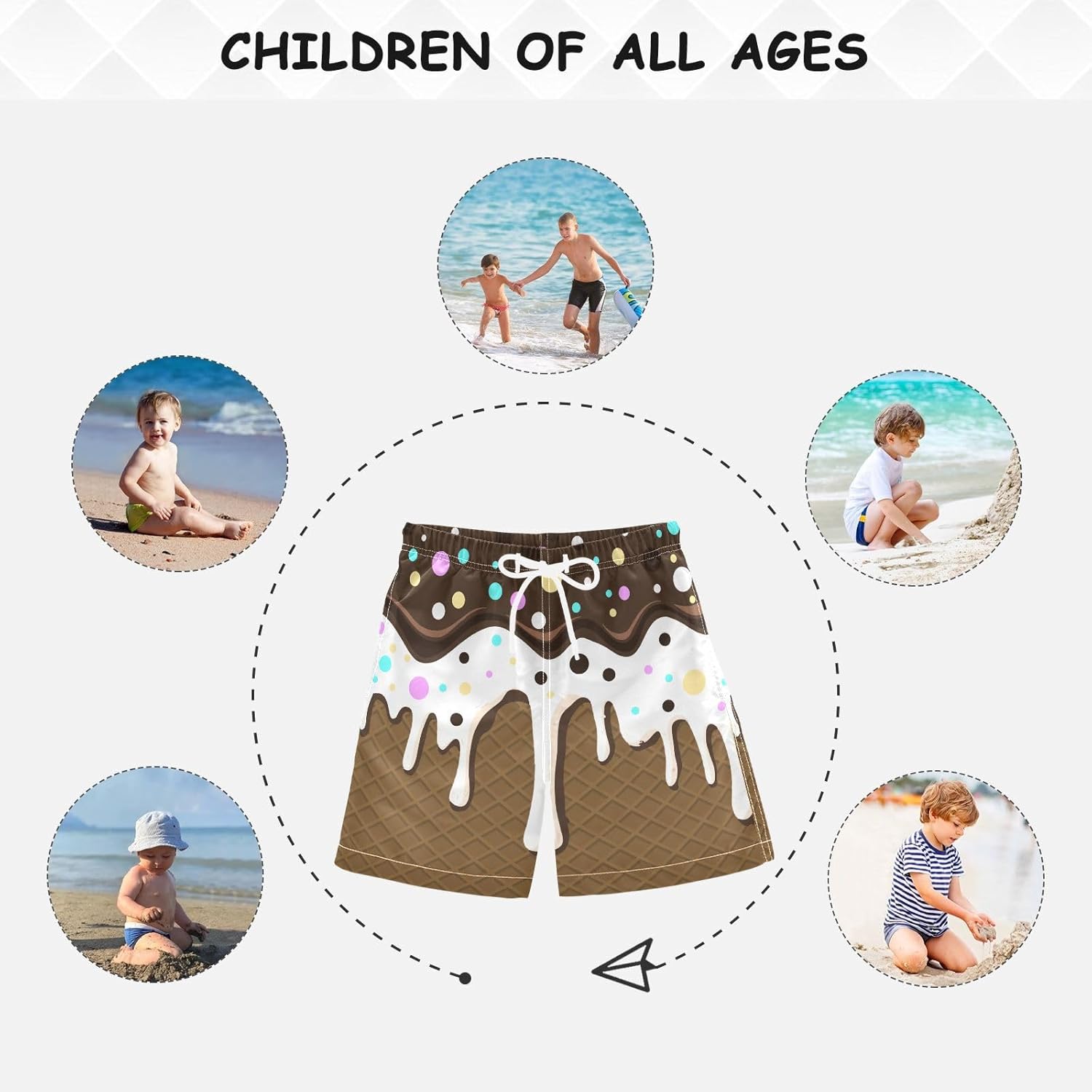 Kids Swim Trunks Adjustable Waist Board Beach Shorts Mesh Lining Swimsuits - Image 4
