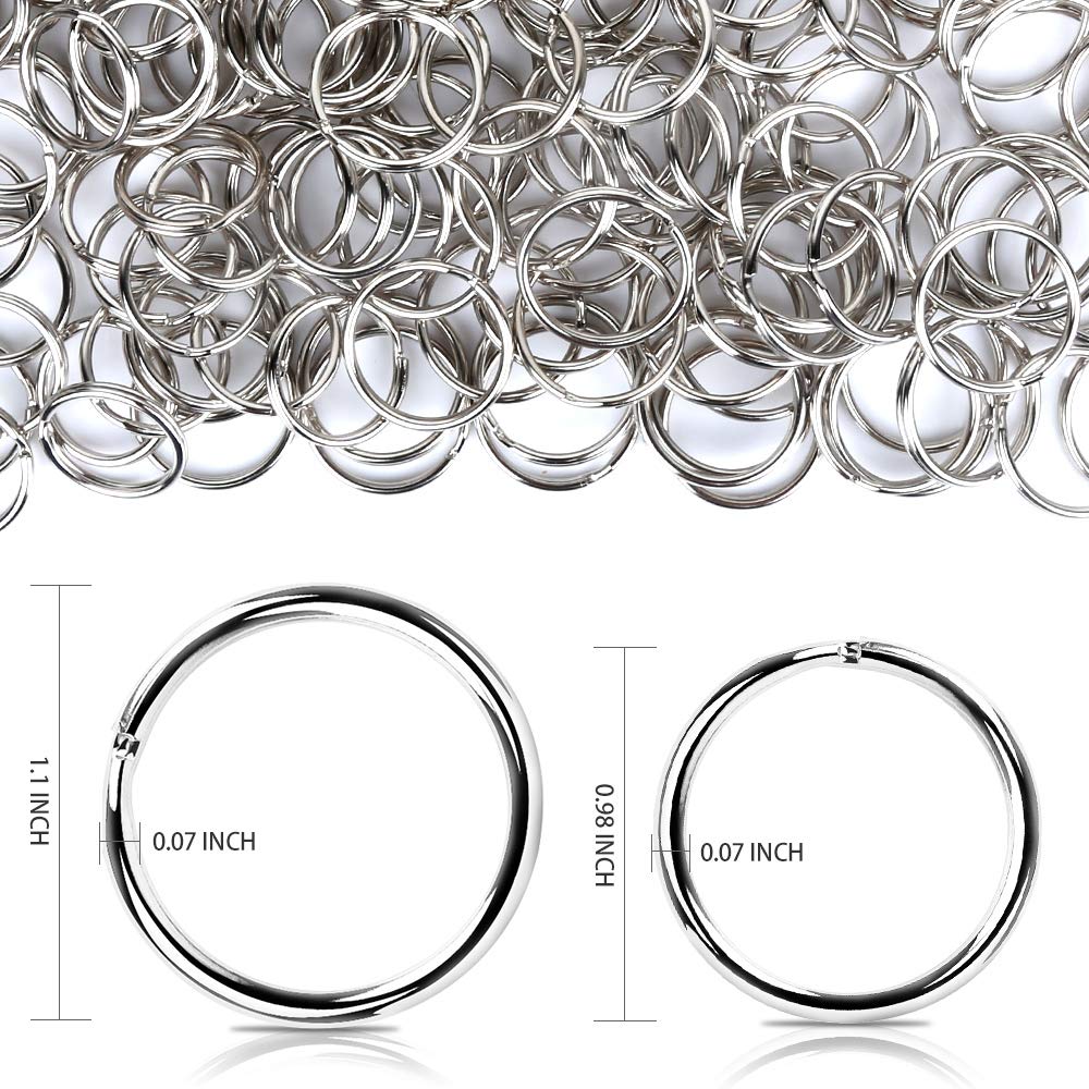 FANDAMEI 200 piezas de llaveros divididos a granel para llavero y manualidades (25 mm, 100 unidades, 28 mm, 100 unidades)