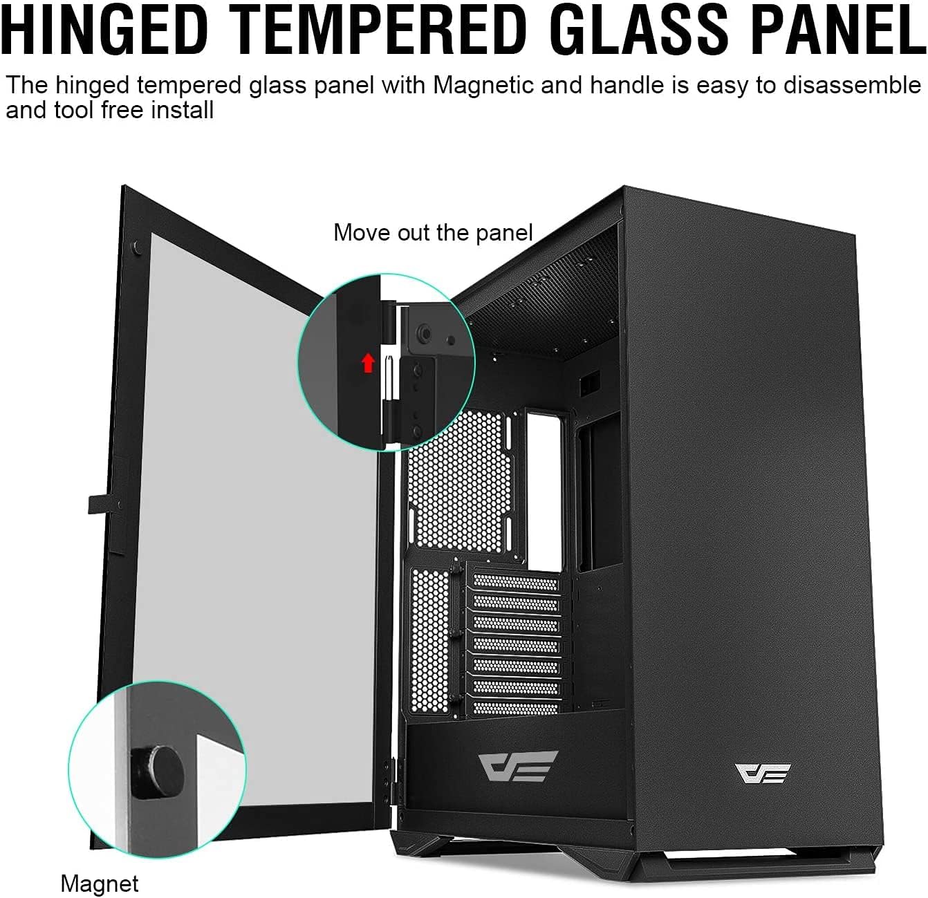 Black Friday - 60% OFF darkFlash DLX22 NEO Mid Tower Computer Case, E-ATX/ATX/Micro-ATX/Mini ITX Airflow PC Gaming Case, Hinged Tempered Glass Side Panel, USB Type-C Port, Cable Management System