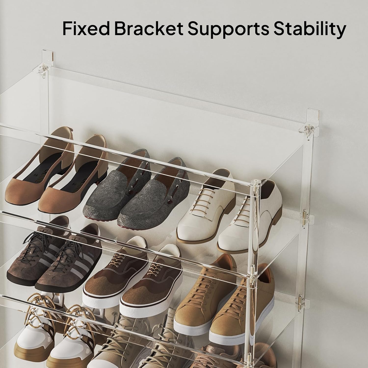 Aquiver 8 Tiers Acrylic Shoe Rack - Tall Shoe Rack for Entryway - Large Capacity Shoe Organizer - Clear Shoe Shelf Holds 24 Pairs, 25.6'' L x 11.8'' W x 60.6'' H, Easily Clean