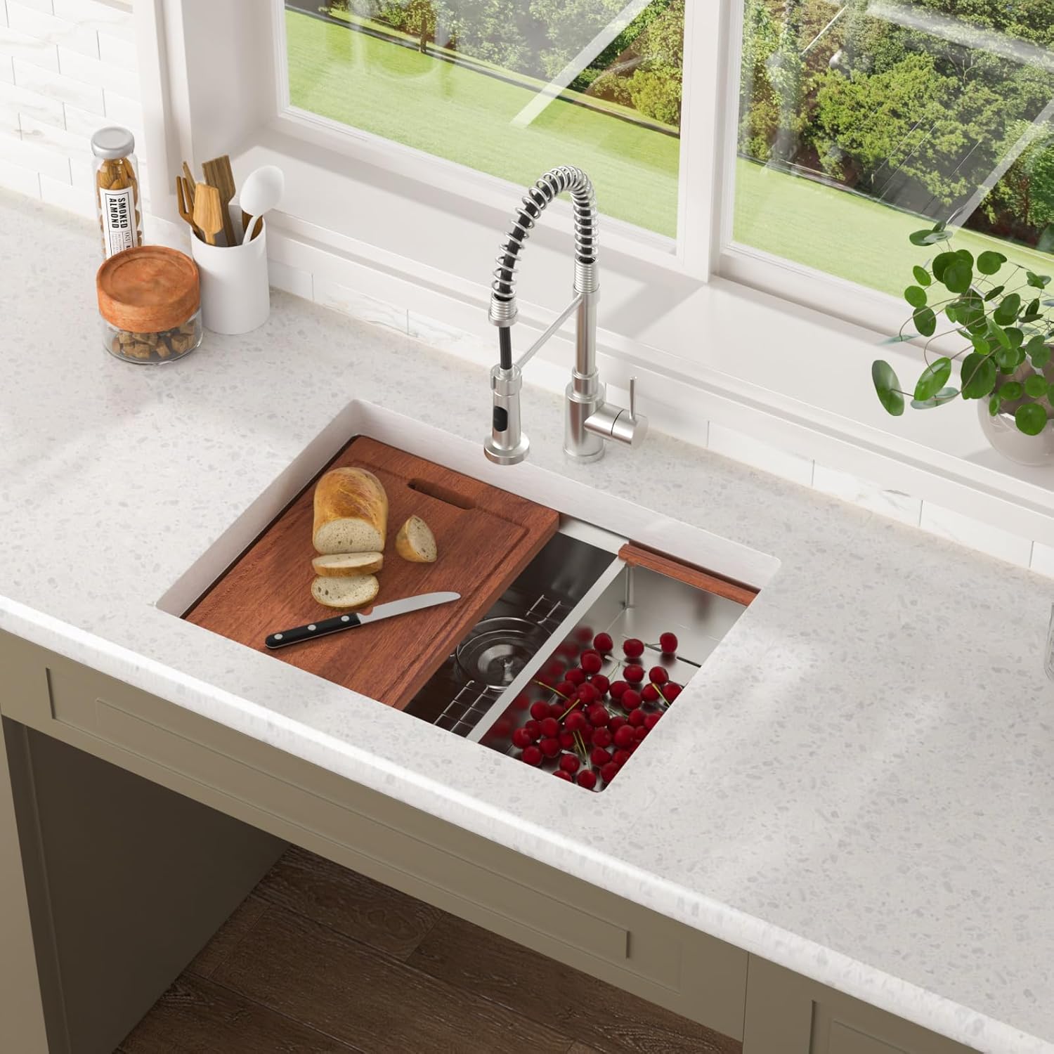 Lordear 6" Deep Kitchen Sink 25 x19 Undermount Stainless Steel Sinks ADA 16 Gauge Single Bowl Handmade Workstation Sink 25x19x6 Inch
