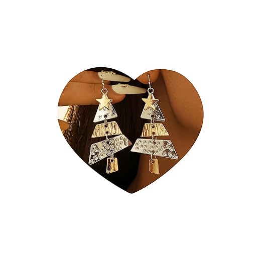 Eioi & Lmnm Stainless Steel Layered Christmas Tree Dangle Earrings