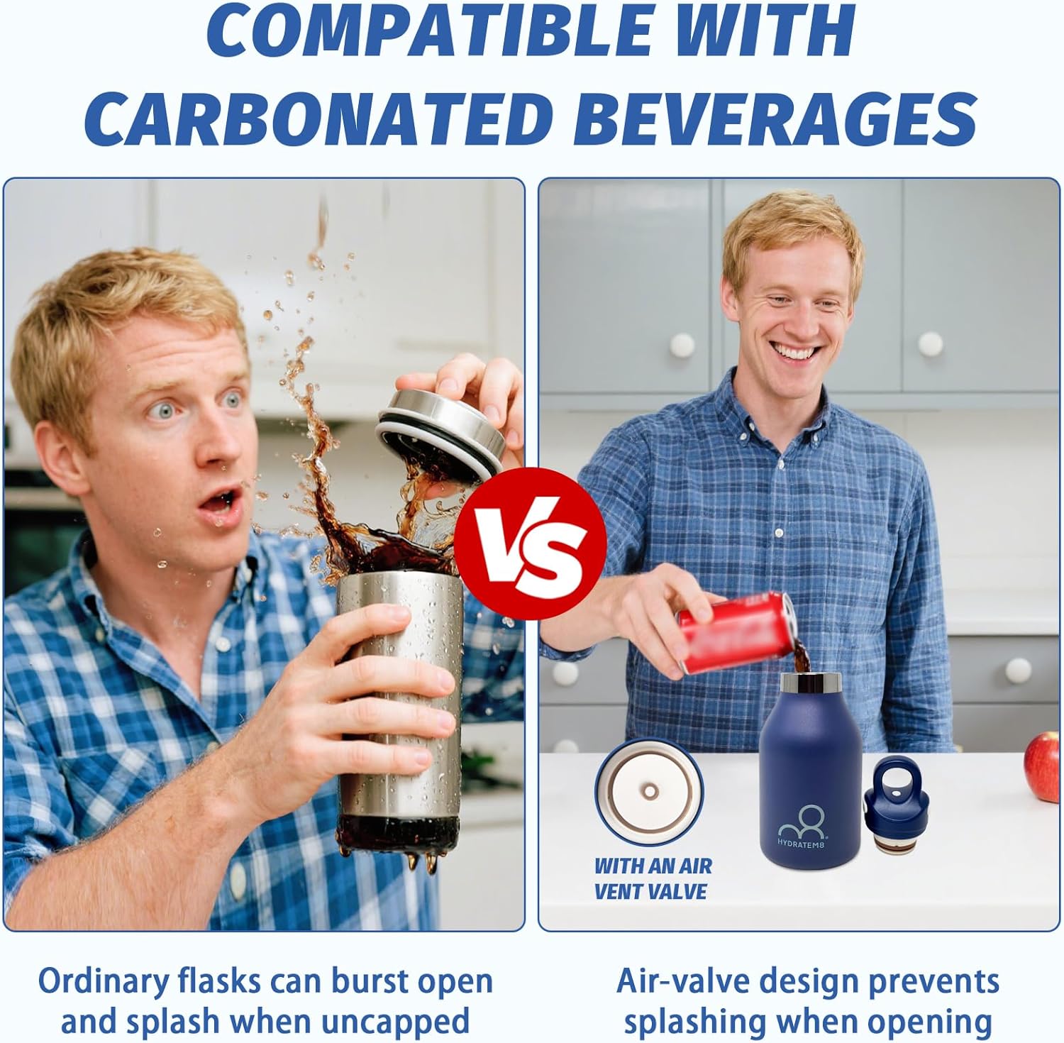 16oz Insulated Coffee Bottle - Vacuum Sealed Stainless Steel Thermos with Leakproof Lock Lid - 36 H Iced Tumbler for Travel One-Handed Operation - Image 4