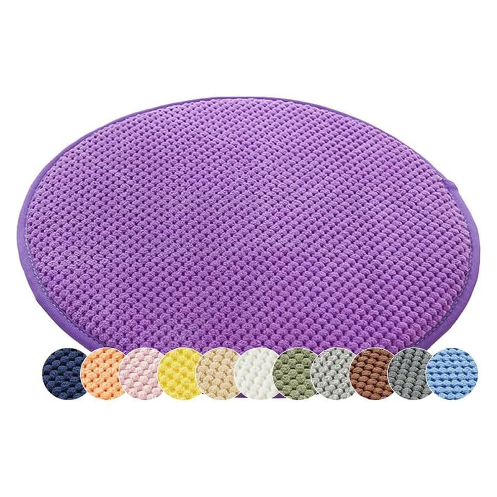 Round Corduroy Chair Cushions Pack of 4 Nonslip Seat Cushions for Home Garden Office Purple 50x50cm