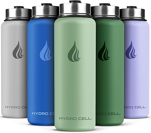 Miniatura 146 de HYDRO CELL Botella de agua aislada de acero inoxidable con pajilla, para bebidas frías y calientes, frasco de vacío de metal con tapa de rosca y