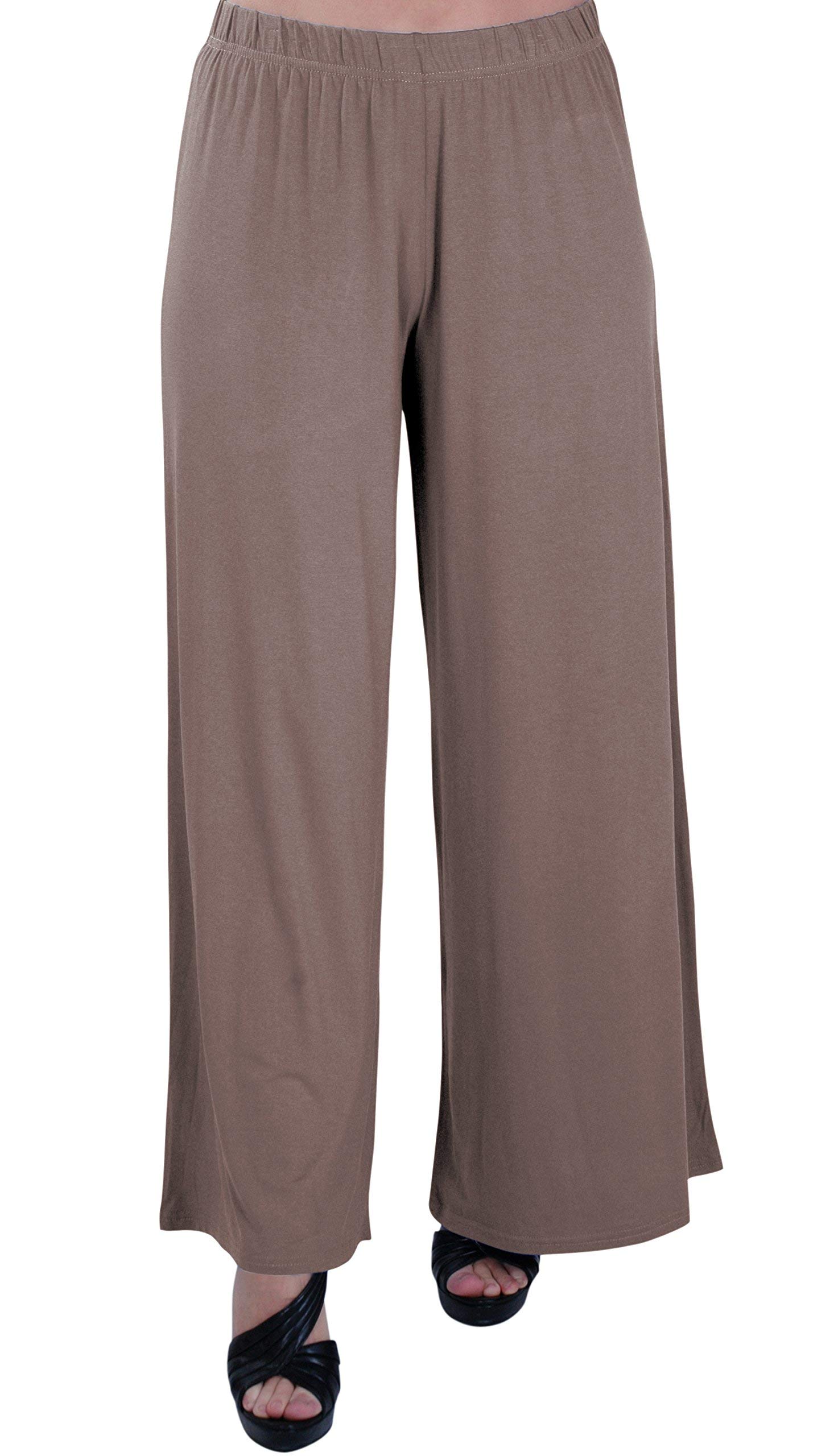 Eye Catch Women's Mocha Eyecatch Plus - Kirsten High Waisted Palazzo Trousers Pants 28/30
