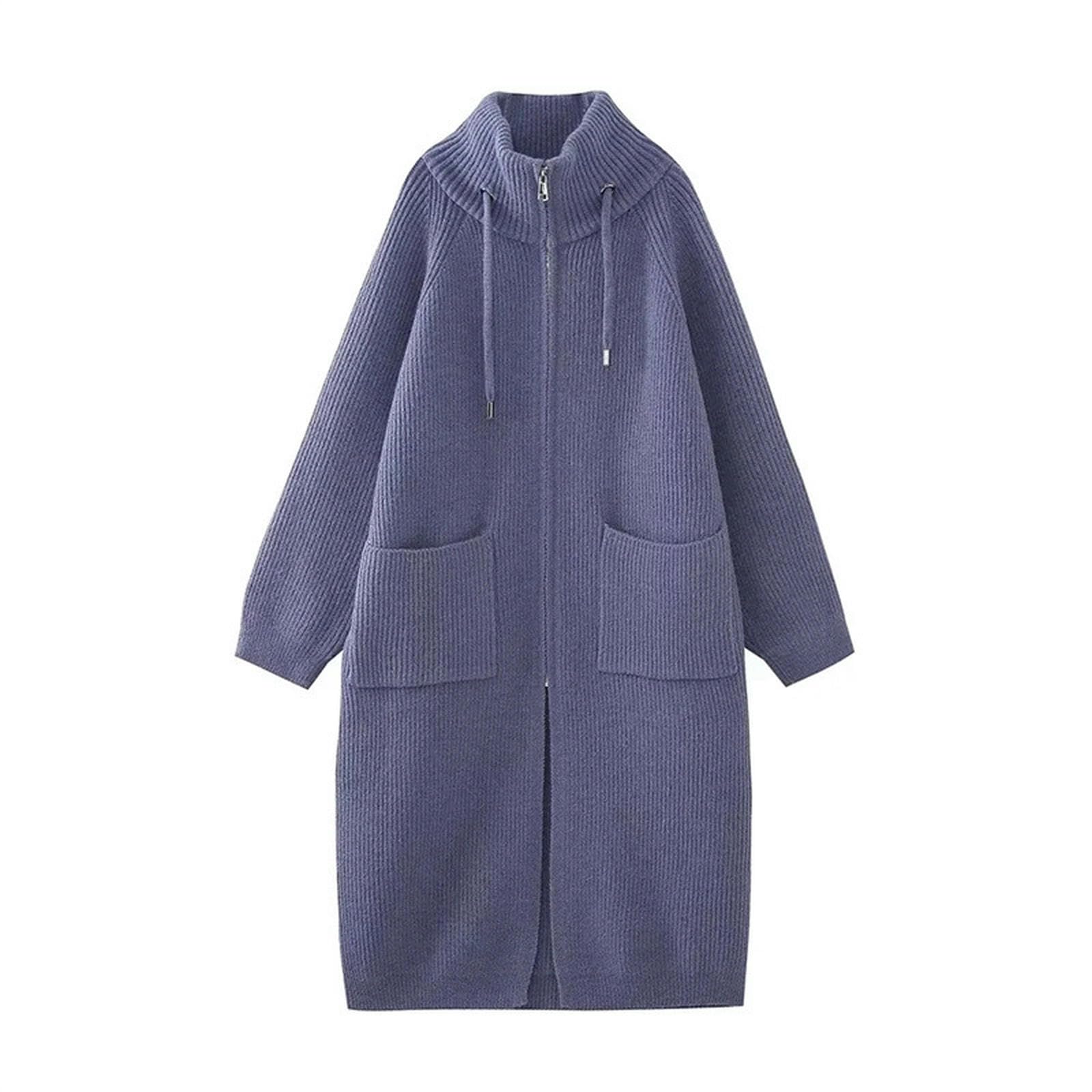 Manteau tricoté ample fini les coups de froid grâce au col zippé