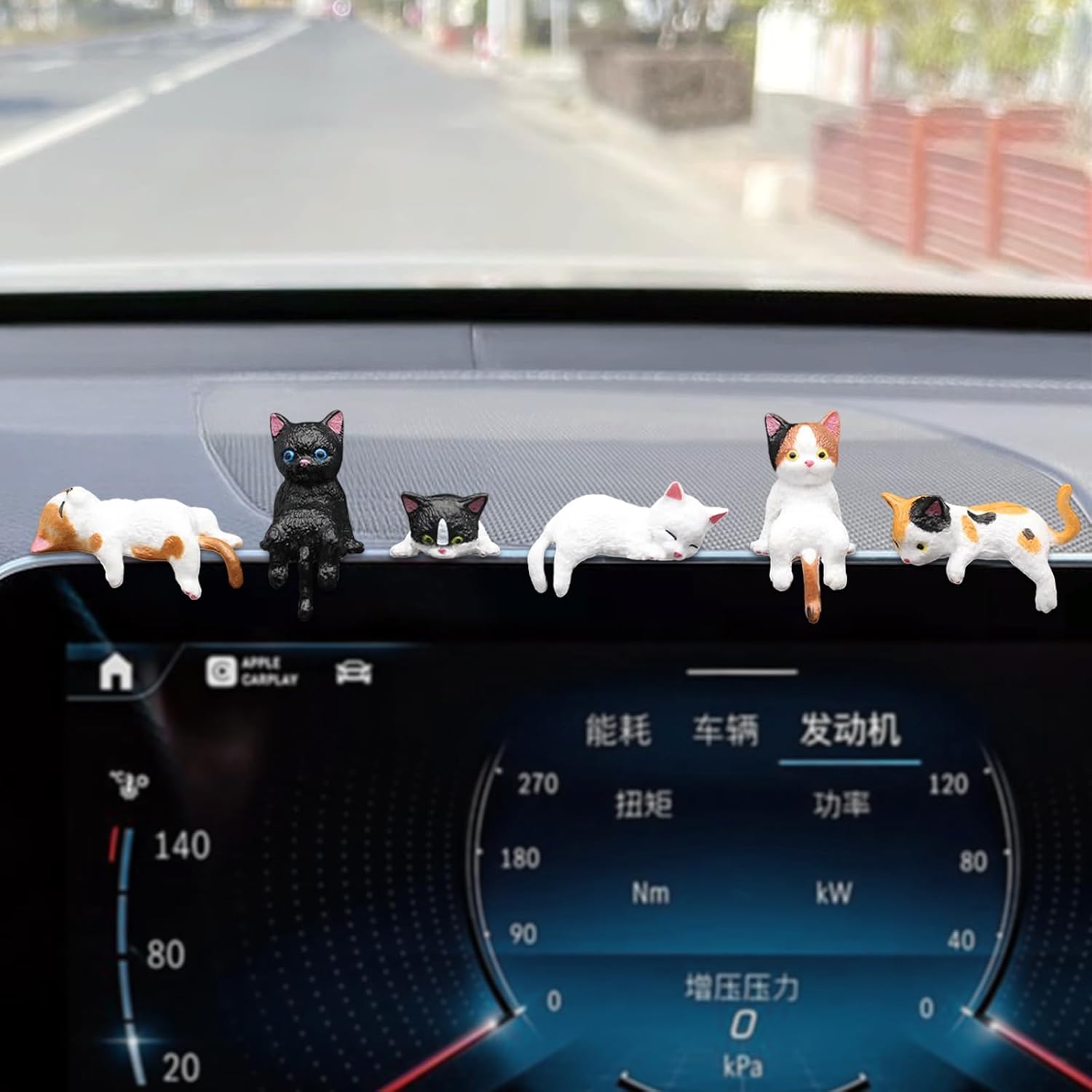 Cat Car Accessories Dashboard Decorations, 6Pcs Desk Computer Monitor Decor