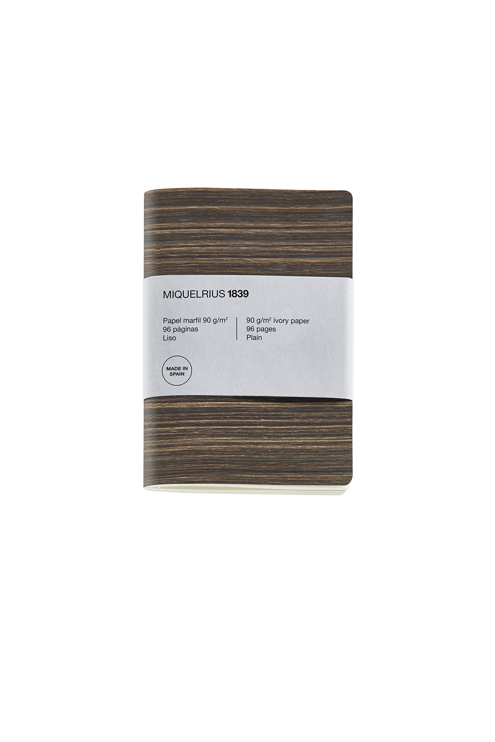 Miquelrius - Recycled Notebook, Wood Look Paper Cover, A6 Size, 105 x 148 mm, 96 Smooth Pages of 90 g/m² Ivory, Wood Design
