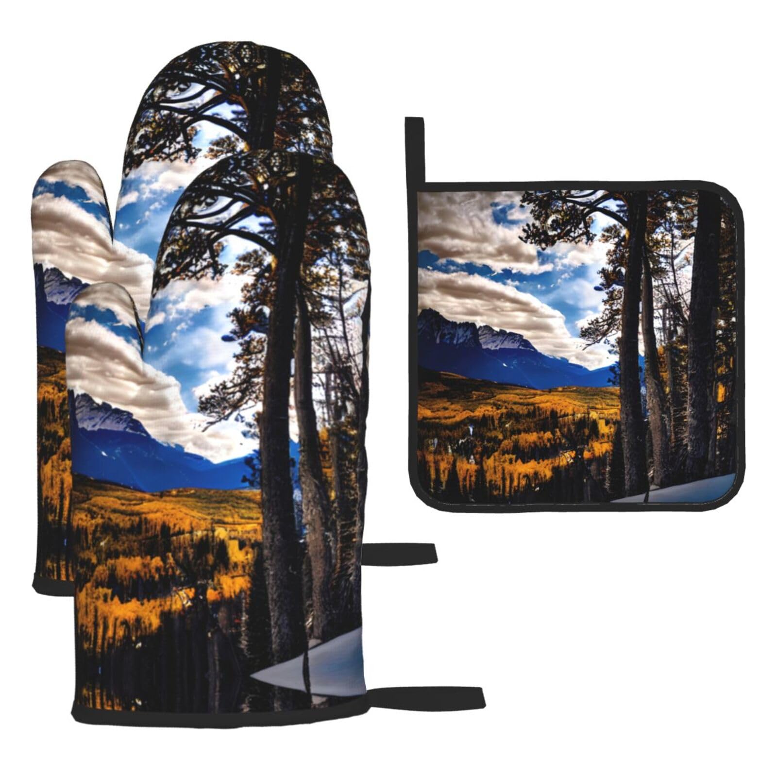 Maniques de cuisine Rocky Mountain Range lot de 3 tapis anti-chaleur