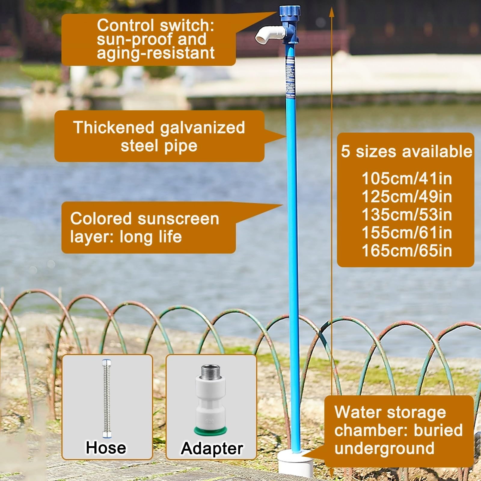 Supporto per tubo da giardino con rubinetto e funzione antigelo per irrigazione e installazione fontana