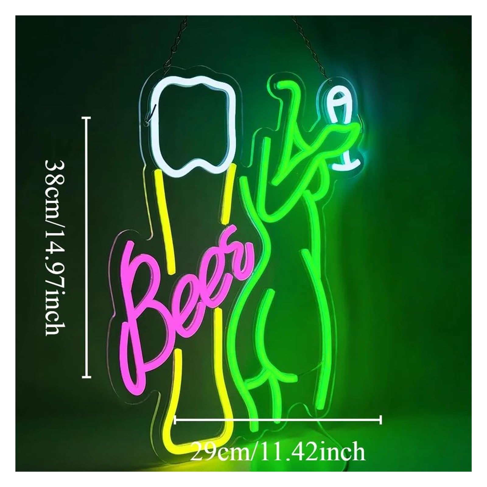 Luces de neón Letrero De Neón Beer Luz Para Copas De Vino, Publicidad, Alimentación Por USB, Para Bar, Club Nocturno, Tienda, Decoración De Fiestas, 29cmх38cm