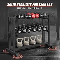 Vista 2 de 3-Tier Dumbbell Rack, 1200LB Capacity Adjustable Weight Rack for Home Gym, Heavy-Duty Weight Stand for Dumbbells Kettlebells & Weight Plates(Rack