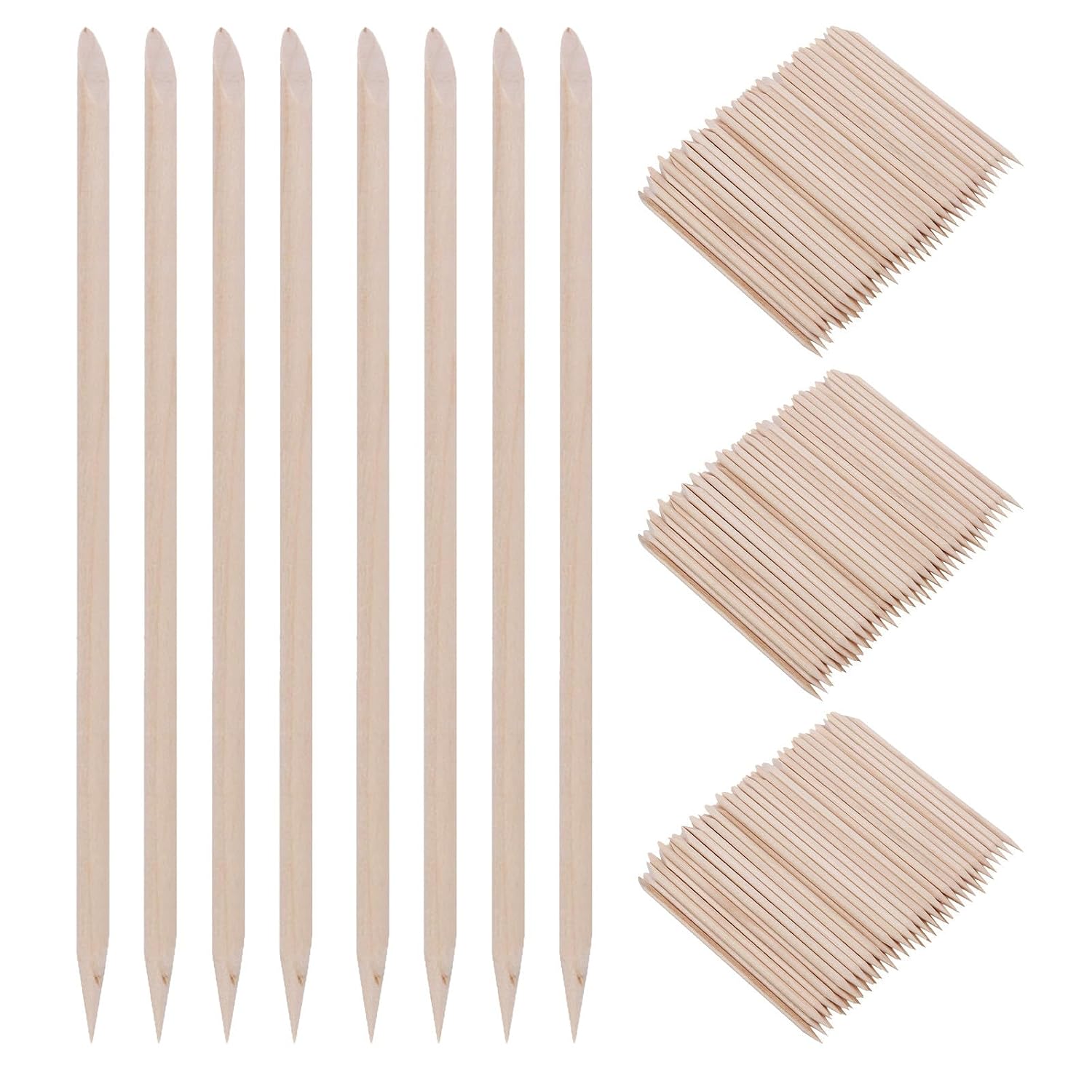 KICHOUSE 600PCS Bamboo Nail Sticks: Double Sided Multi Functional Cuticle Pusher Manicure Pedicure Tool for Manicure Pedicure Nail Dotting Art Supply