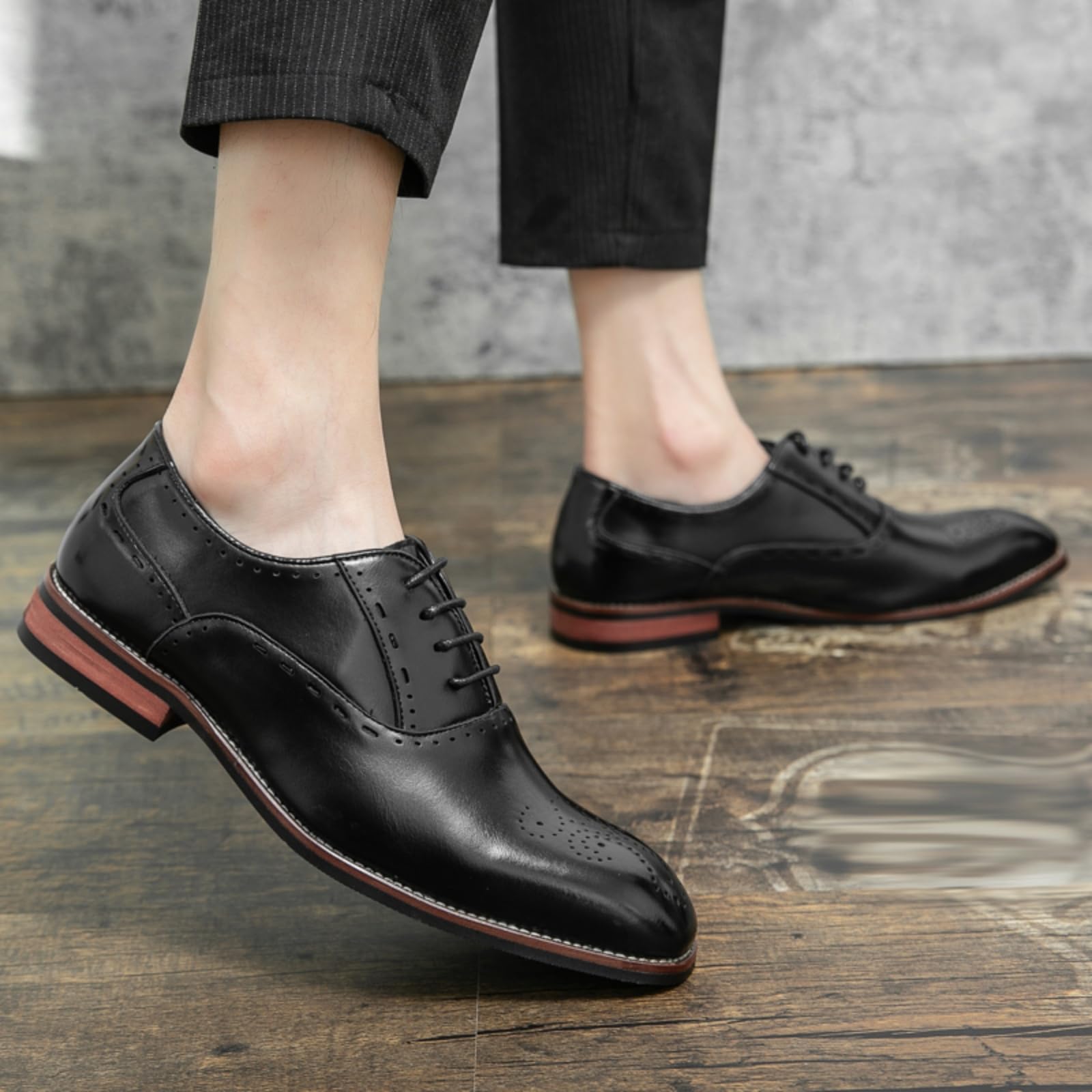 Buty Oxford męskie skórzane buty typu brogsy sznurowane