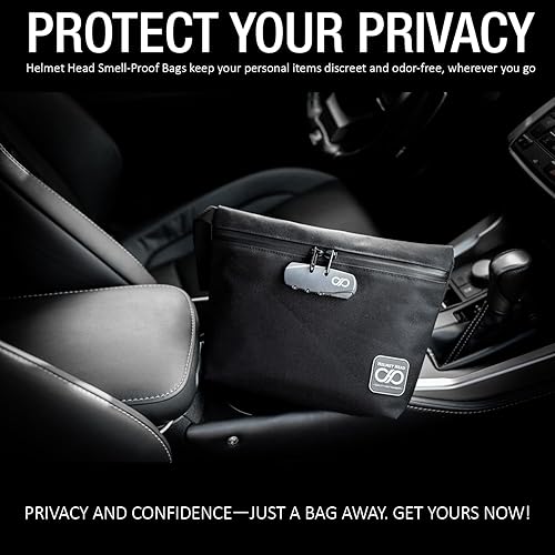 Miniatura 6 de Bolsa a prueba de olores + tarjeta amoladora, duradera repelente al agua, a prueba de olores, con cerradura de combinación y bolsas interiores para