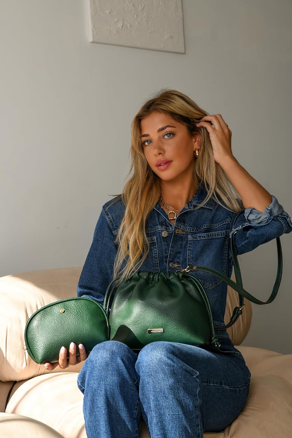 Mali+Lili Lola Beauty Bag Duo, Makeup Bag Travel Cosmetic Bag Set of 2, leather Purse Crossbody Bags for Women and Girls, Cute Makeup Pouch, Travel Pouch, Crossbody Purses for Women | Duo - Image 7