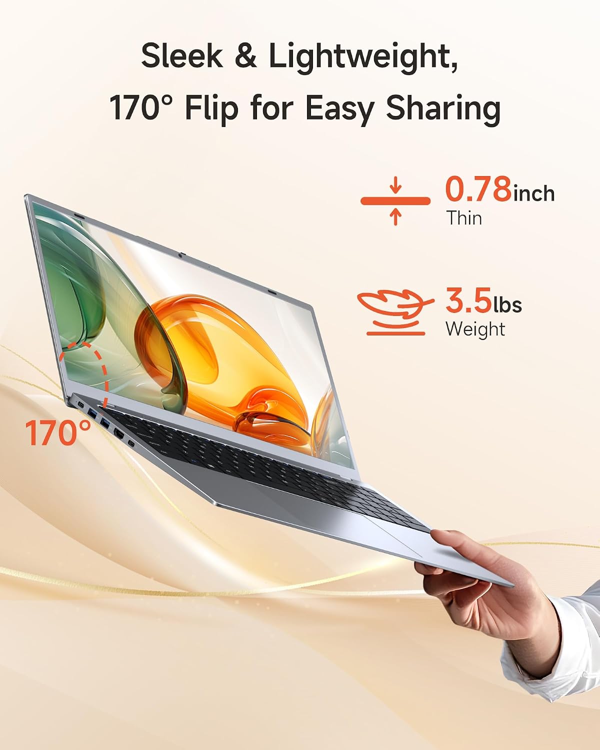15.6 Inch Laptop Computer, 16GB RAM 512GB SSD, Pentium Gold 6500Y, FHD IPS Display, Student Laptop for Work & Study, WiFi 5, Bluetooth 5.0, HDMI, Type-C image 5