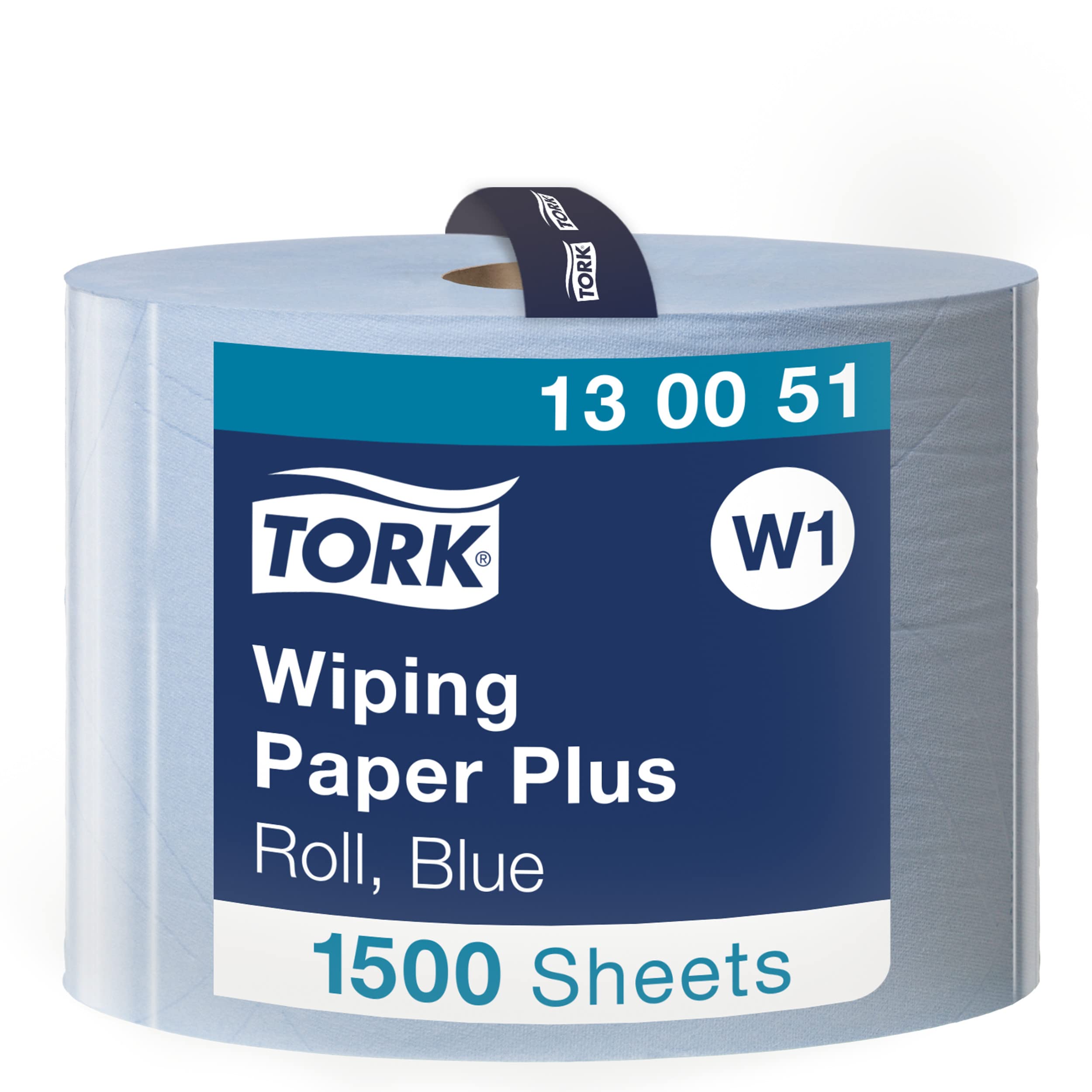 Tork 130051 Carta Plus per asciugatura QuickDry Premium, compatibile con il sistema W1 (da terra o da parete), 2 veli, 1 conf. x 1 rotolo (1 x 510 m), colore blu