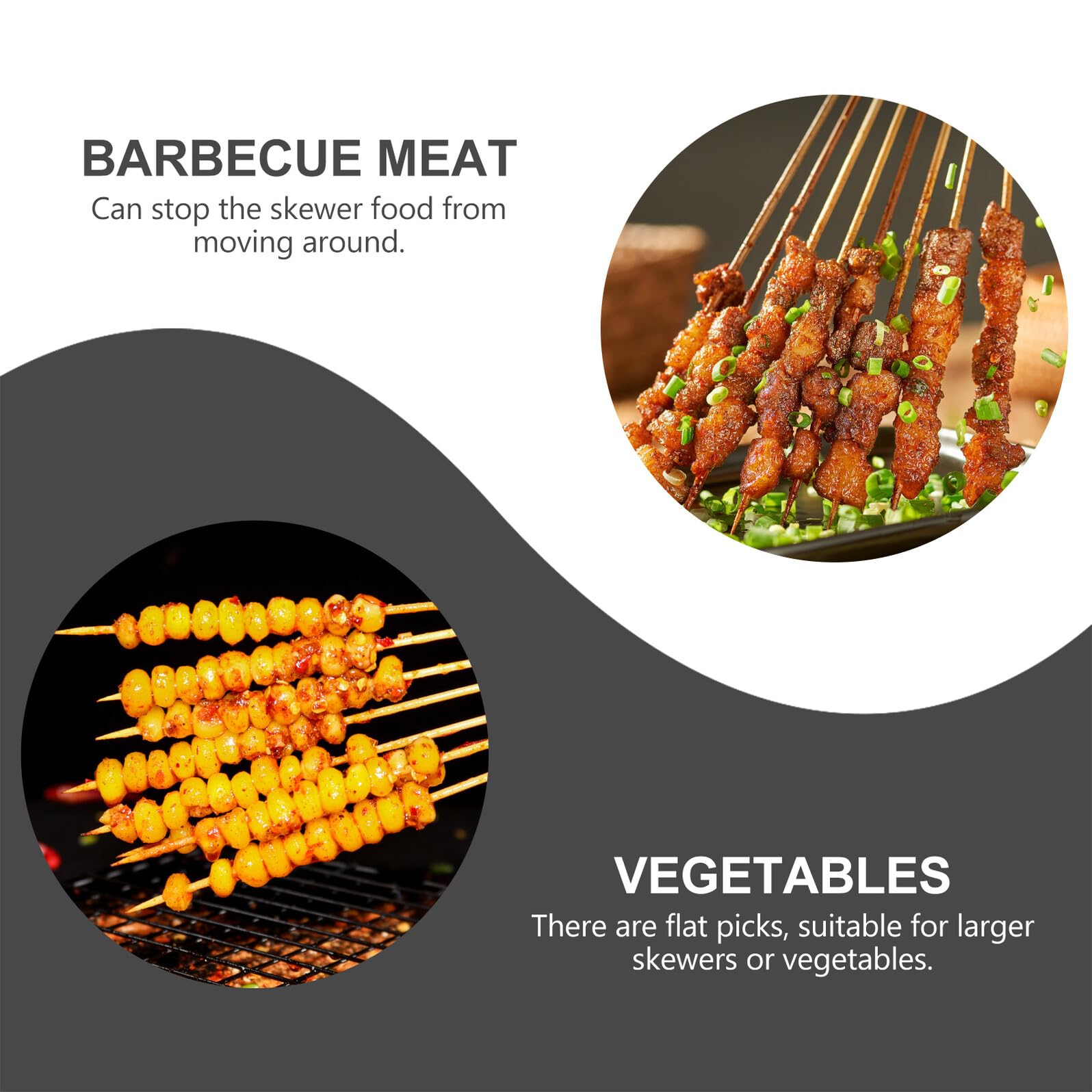 VICASKY 50 Pezzi Spiedini per Barbecue in Acciaio Resistente Bastoncini Piani Riutilizzabili Antiscivolo e Resistenti al Calore per Carne e Verdure per Camping e Grigliate Outdoor