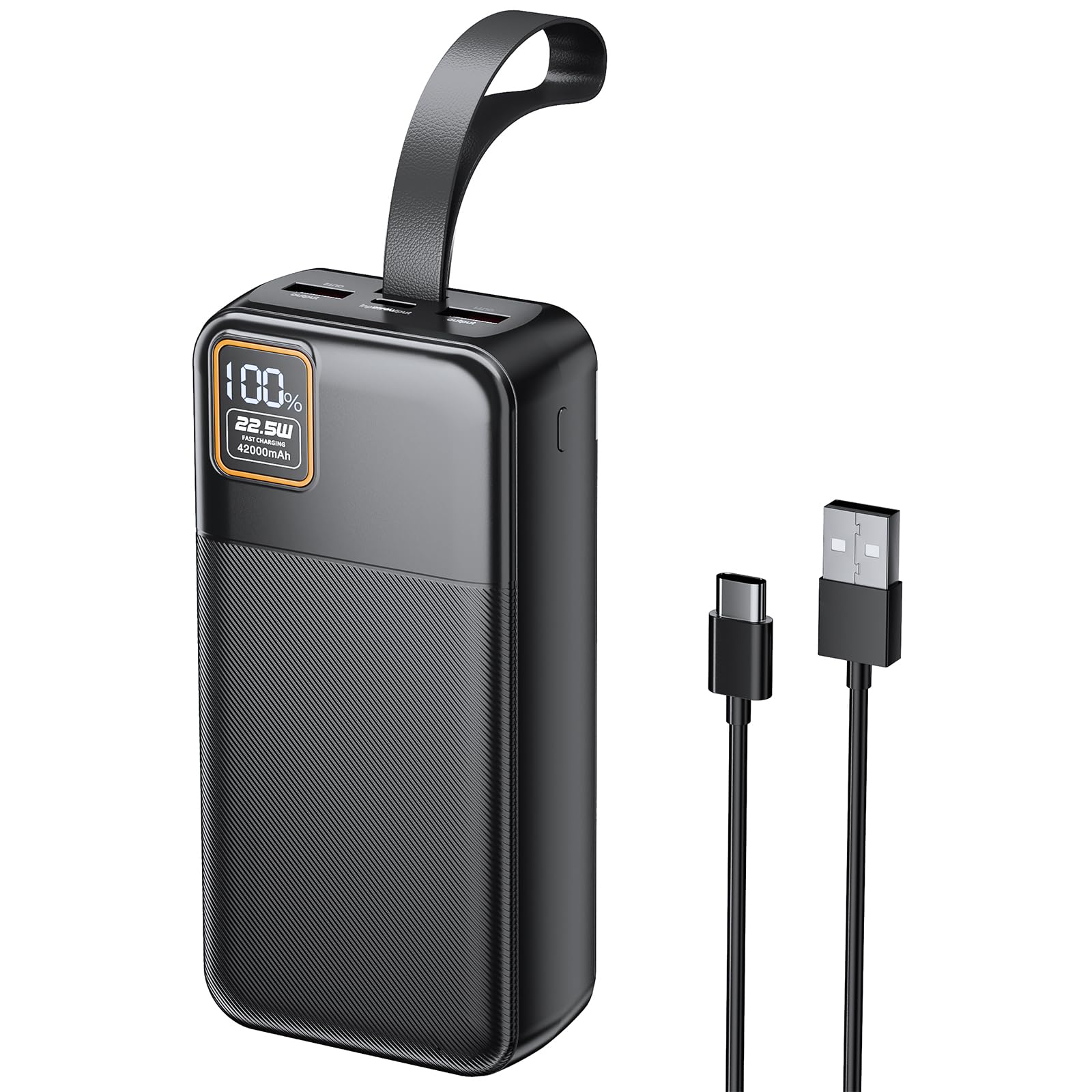 EnergyQC 42000mAh Portable Charger 22 5W Power Bank with LED Flashlight - USB C Fast Charging External Battery