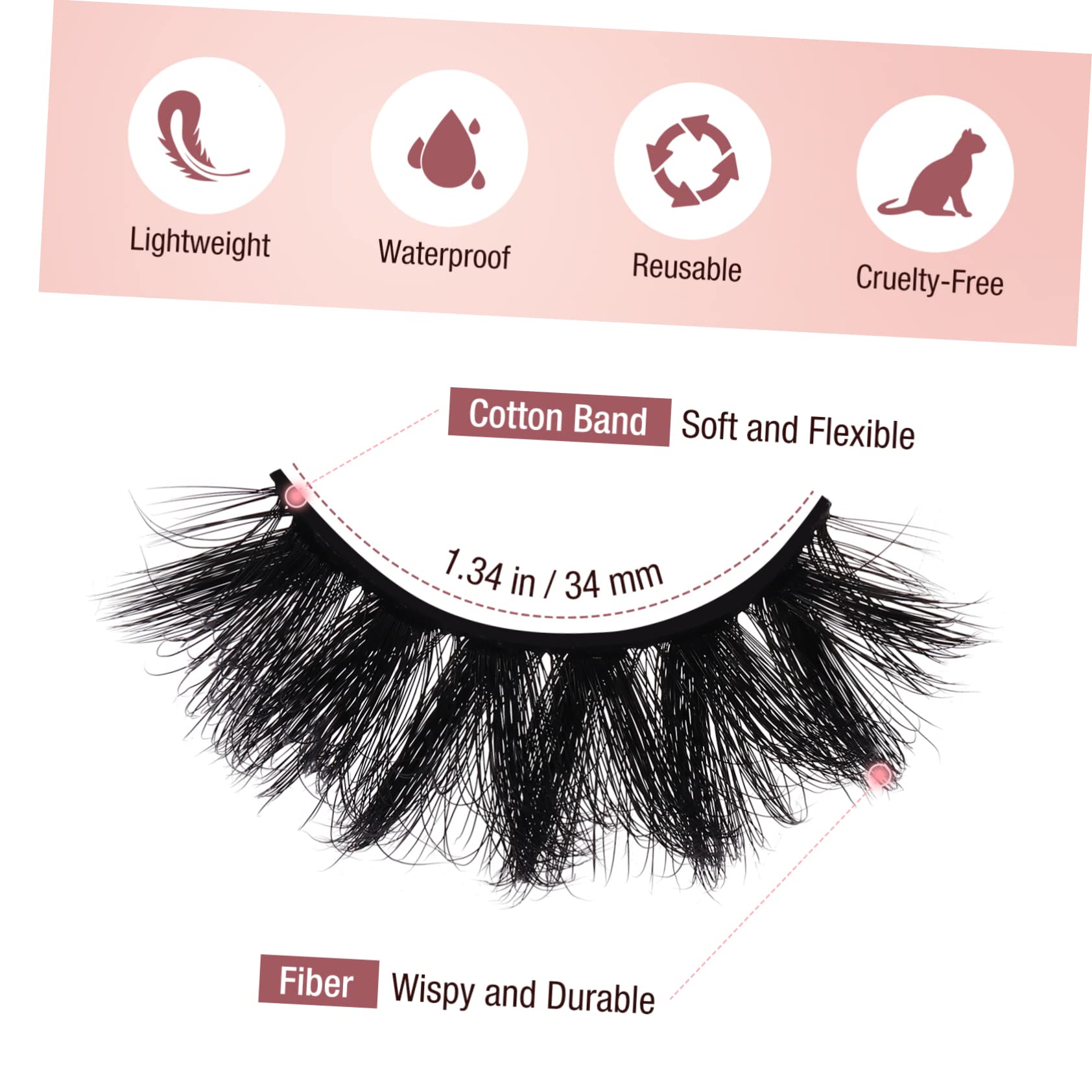 FOMIYES Paquete De 5 Pestañas Postizas Esponjosas Y Completas Naturales Para Maquillaje Cómodas Para Mujeres 7 Pares X 5