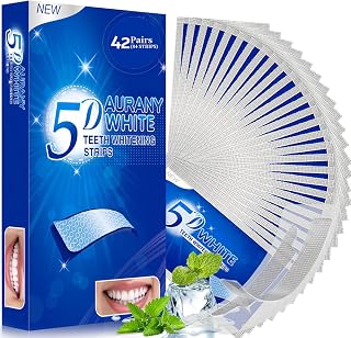 5D Sensitive Teeth Whitening Strips 42Pairs (84Strips) - Professional Enamel-Safe Formula, Fast Stain Removal for Coffee Drinkers & Smokers, Sensitivity-Free Whitening Kit