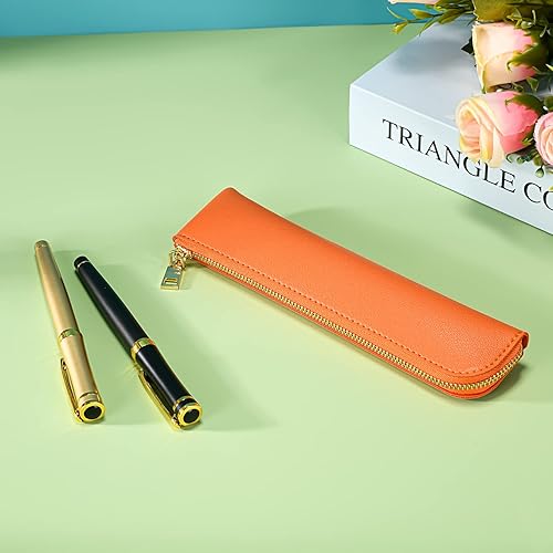 Miniatura 9 de Estuche de cuero para lápices, bolso fino y suave, estuche pequeño para adultos, estuche de cuero para personas mayores con cremallera