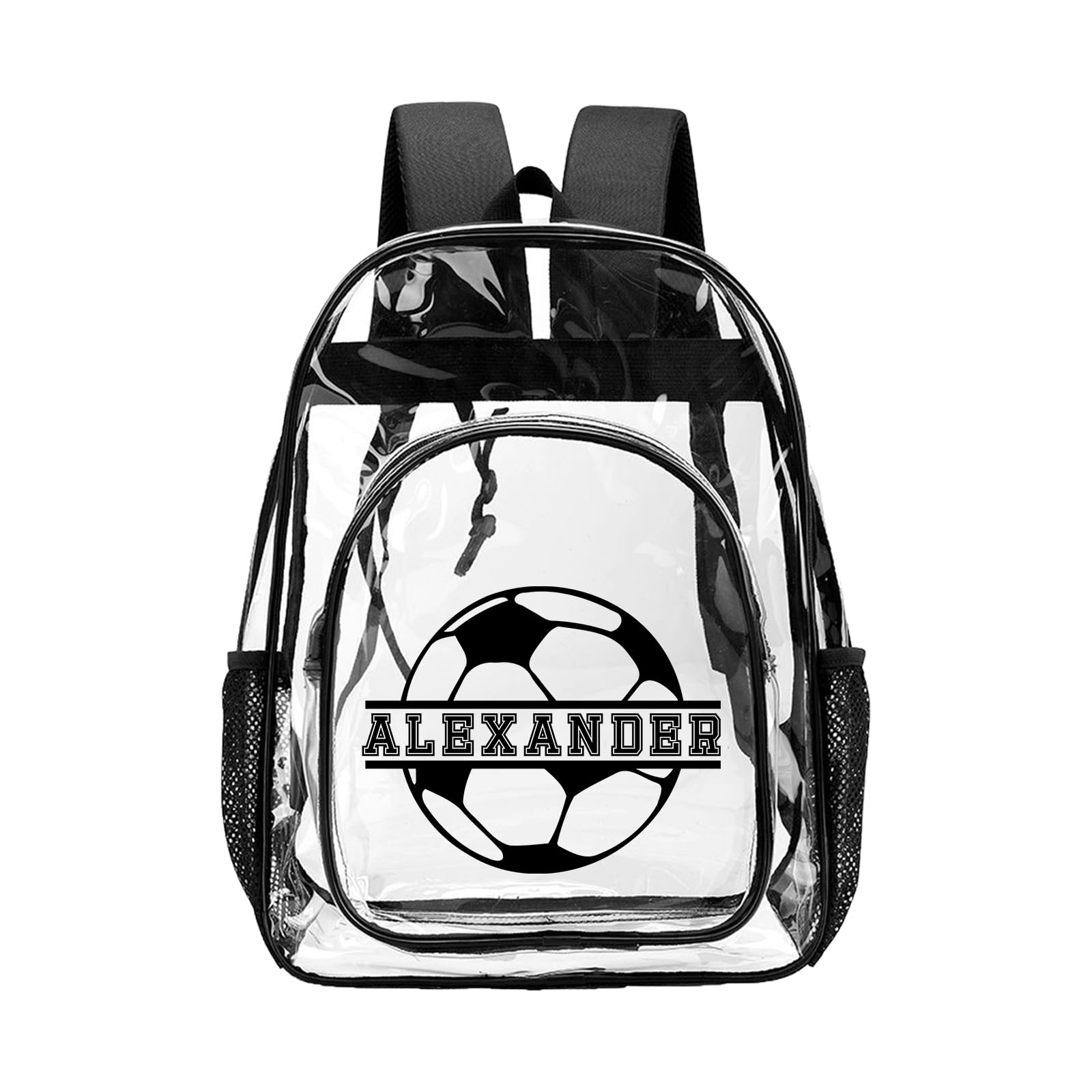 Ecautly Personalized Boys Clear Backpack, Custom Clear Backpacks for School with Name, Transparent Backpack with Reinforced Strap for College