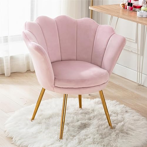 Miniatura 13 de chairus Silla decorativa pequeña para sala de estar, bonita silla de tocador de terciopelo dorado con respaldo para sala de maquillaje, silla