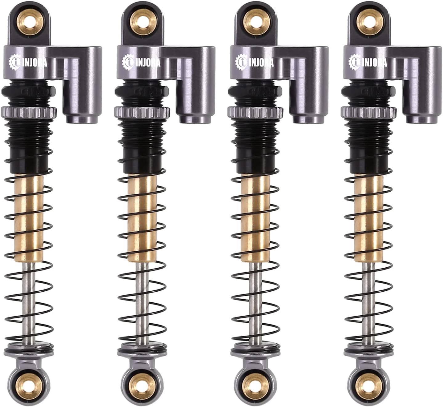 43mm Shocks Aluminum Threaded Tele Absorber Damper Upgrades Parts Accessories for Axial SCX24 Bronco Gladiator Deadbolt JLU C10 (Grey)