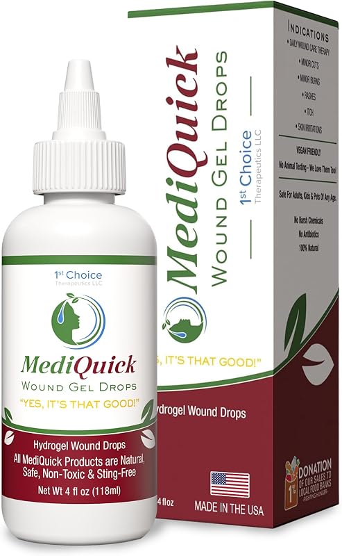 Wound Care Hydrogel Drops - First Aid Drops with 12 Hours Action | natural wound care drops for sunburns, cuts, acne, sting-free formula
