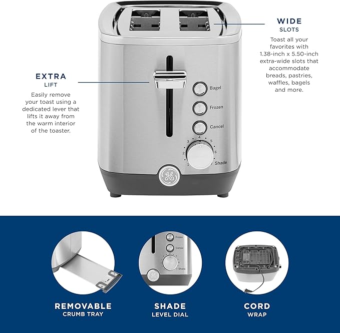 Tostadora GE 2 rebanadas acero inoxidable 850W miniatura 4