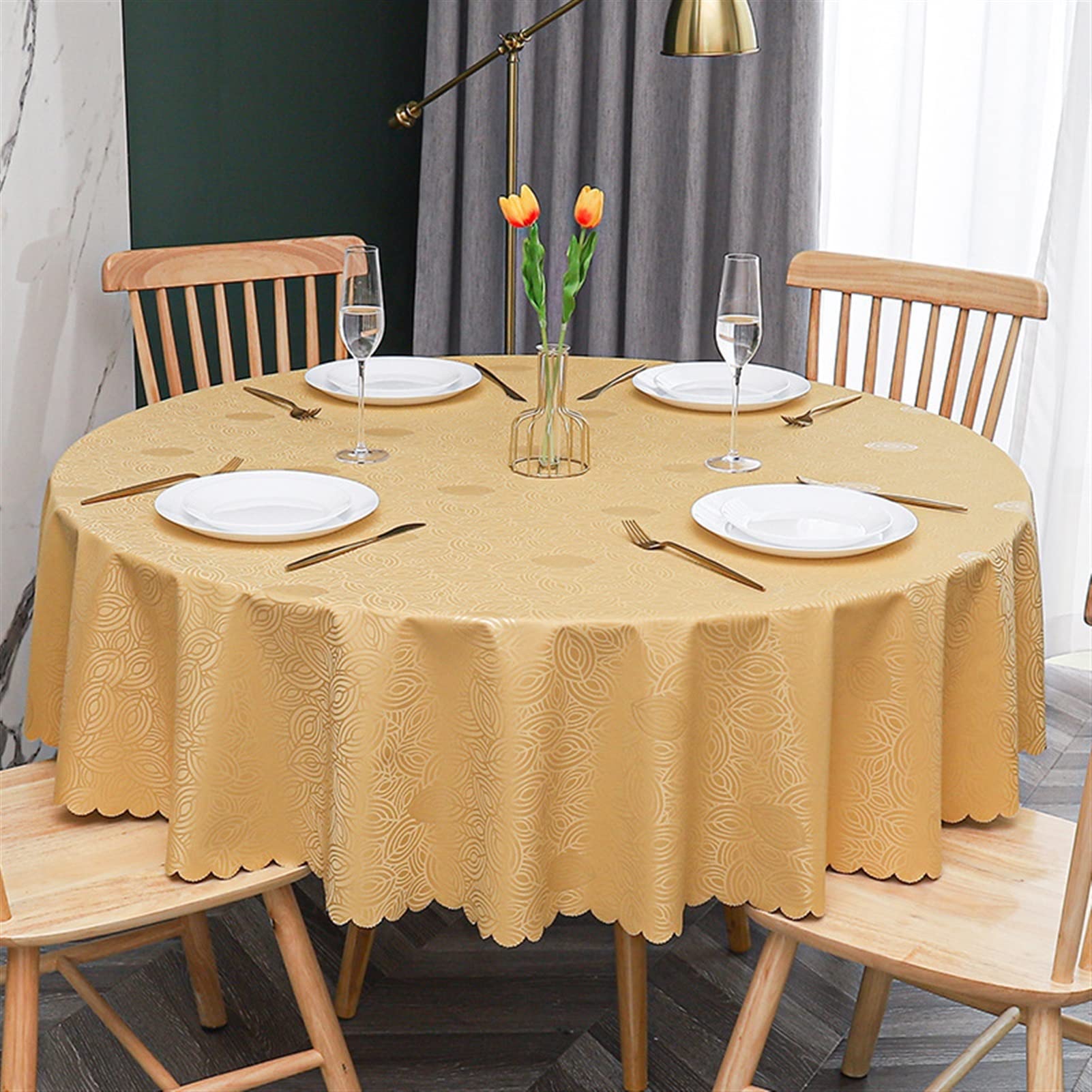 Nappe ronde PVC table à manger extérieure imperméable 180cm pour restaurant et grand jardin