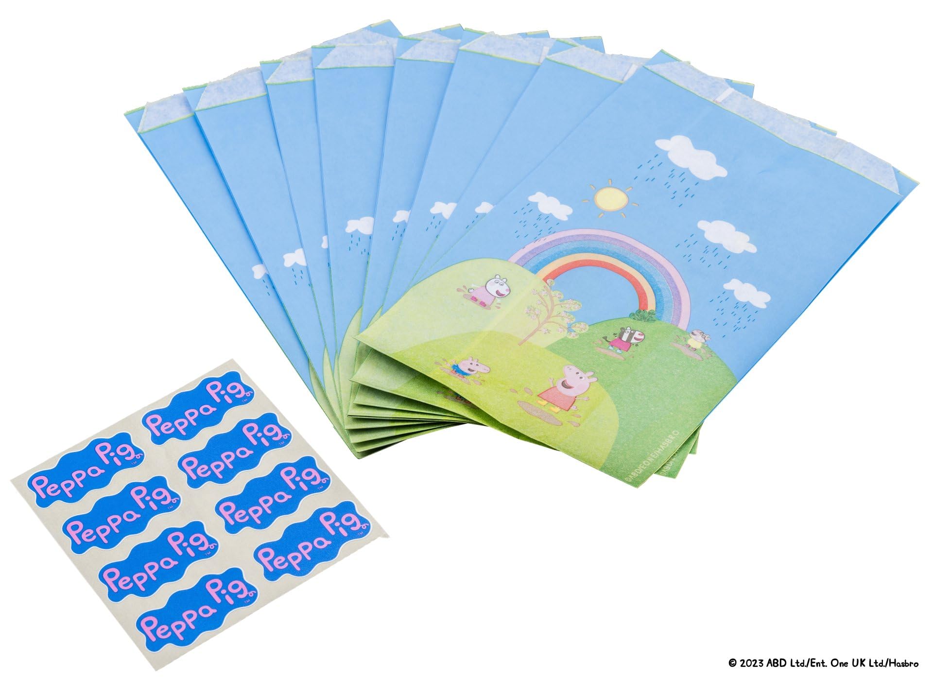 Dr. Oetker Peppa Pig Paper Party Bags with Stickers - Perfect for Children's Birthday Parties or Gift Wrapping for Peppa Pig Fans - Practical Set of 16