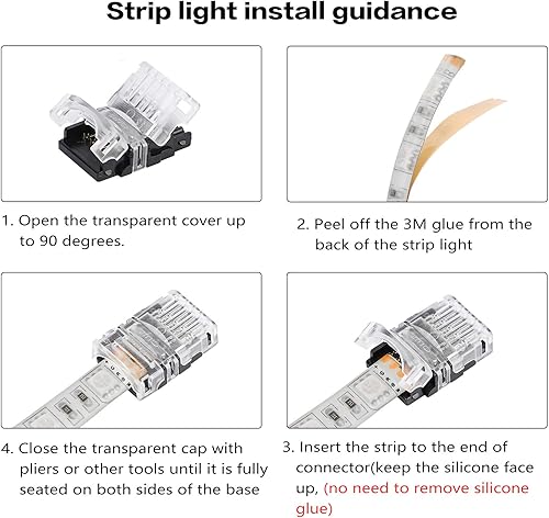 Miniatura 5 de SUPERNIGHT Conectores LED de 5 pines, paquete de 8 para tiras de luces LED impermeables RGBW RGBWW 5050, conexión rápida de tira a cable sin