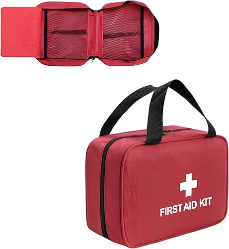 Miniatura 1 de Bolsa de primeros auxilios vacía, bolsa de almacenamiento médico roja, mini bolsa de kit de trauma para el hogar, al aire libre, viajes, campamento