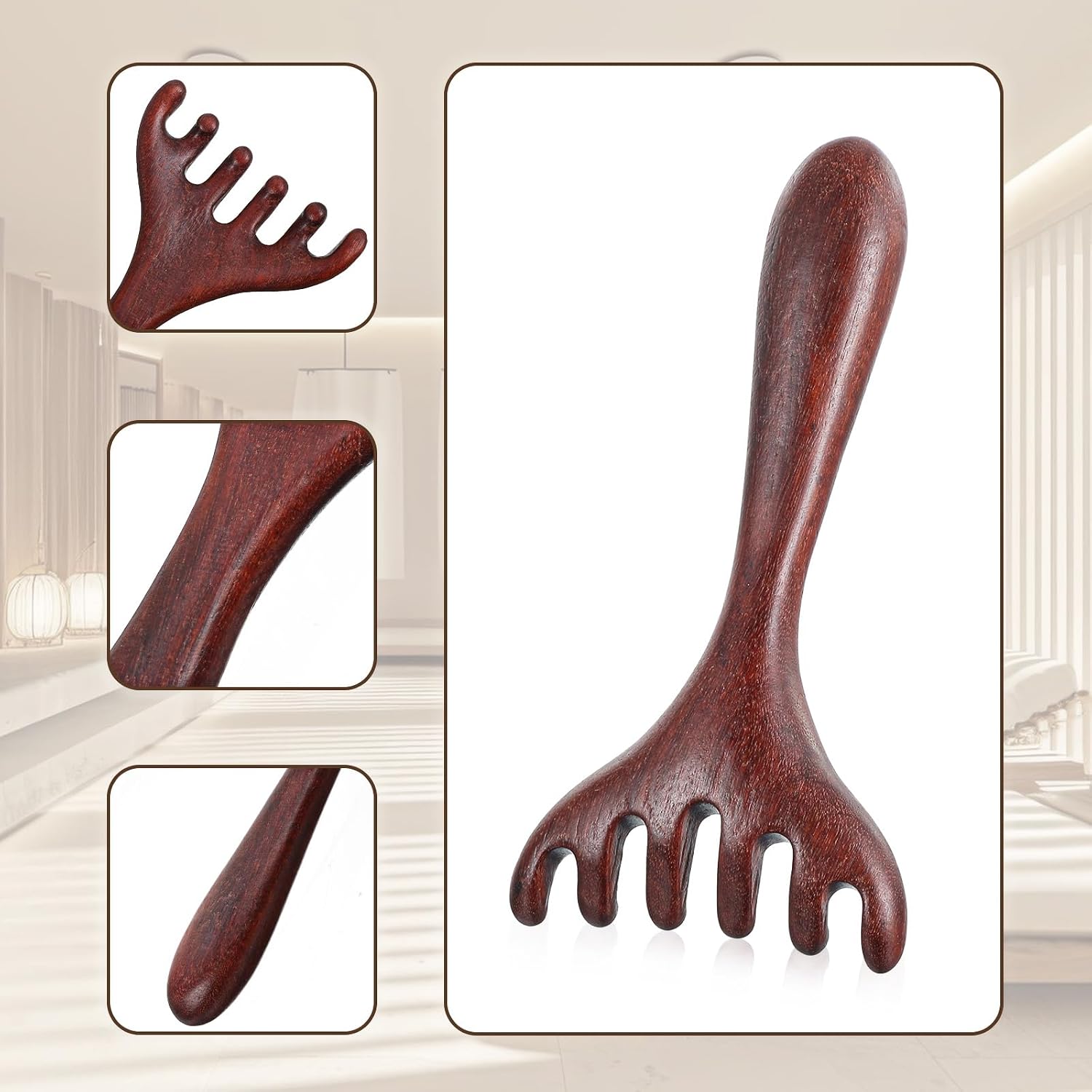 2 PCS Wood Head Massager Scalp Stress Relax, Therapy Comb Scratcher Massager Tool for Deep Relaxation and Stress Reduction, Wooden Manual Scalp Massagers Combs for Head Face Eye Nose Jaw and Neck