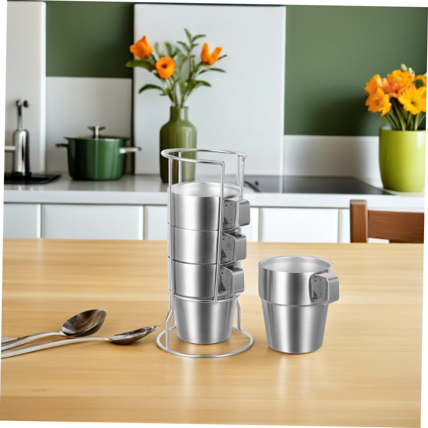 Cabilock Taza Infantil de Doble Pared con Asa, Acero Inoxidable 300 Ml