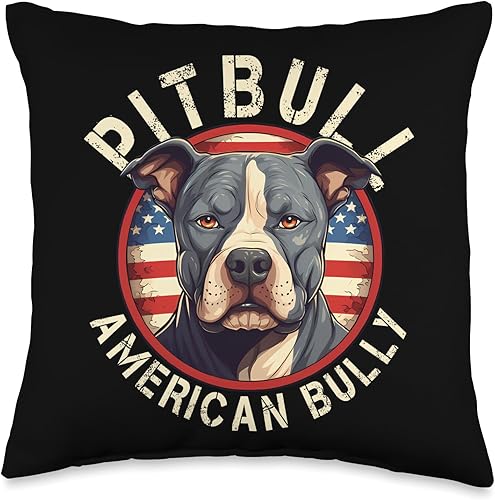 American Bully Family American Pit Bull Terrier USA Bully Dog Pitbull Owner Throw Pillow, 16x16, Multicolor