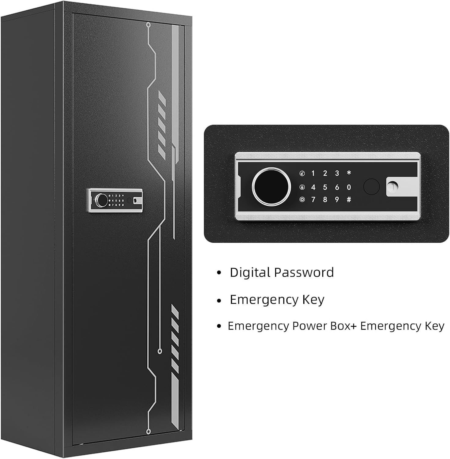 Close-up of the digital password keypad and fingerprint scanner on the KAER 8-12 Gun Safe