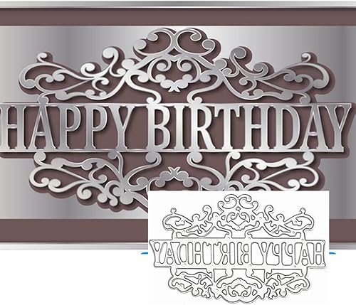 Miniatura 3 de Marco de encaje de feliz cumpleaños, troquelado de metal, letras de feliz cumpleaños, plantillas cortadas para manualidades, álbumes de recortes,